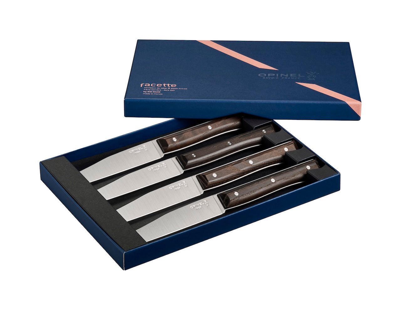 Opinel - Coffret de 4 couteaux de table Facette Frêne sombre