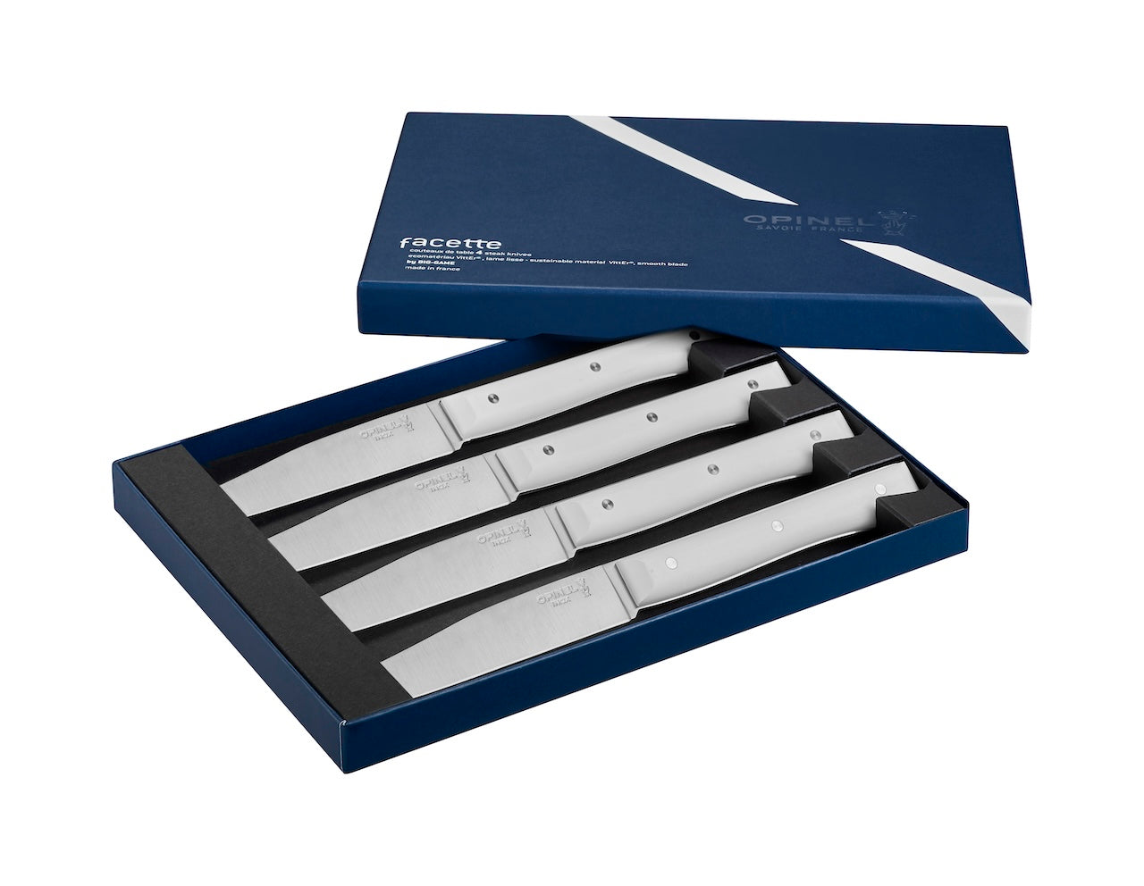 Opinel - Coffret de 4 couteaux de table Facette Blanc.