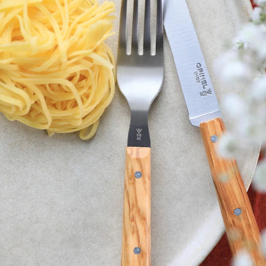 Coffret LA TABLE AU SOLEIL - BOX SET 4 fourchettes et 4 couteaux manche OLIVIER