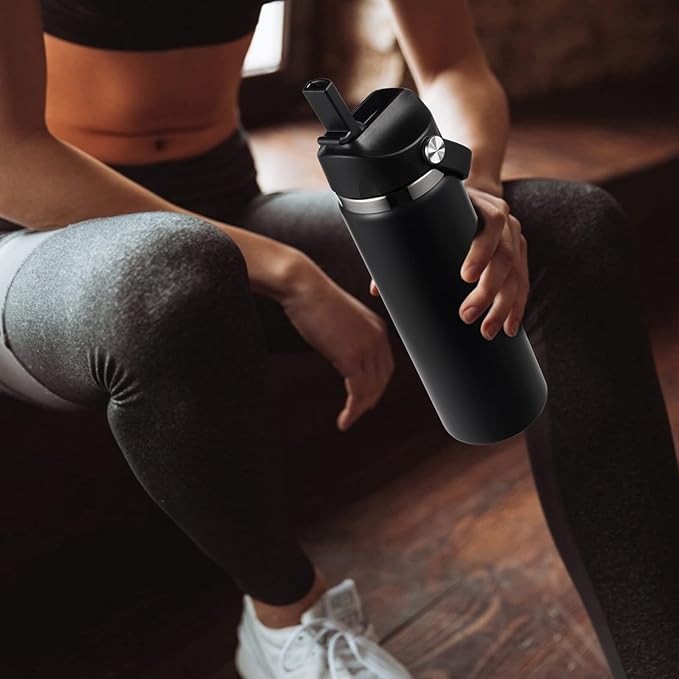 Hydro Flask 24oz à goulot large Flex avec paille NOIR