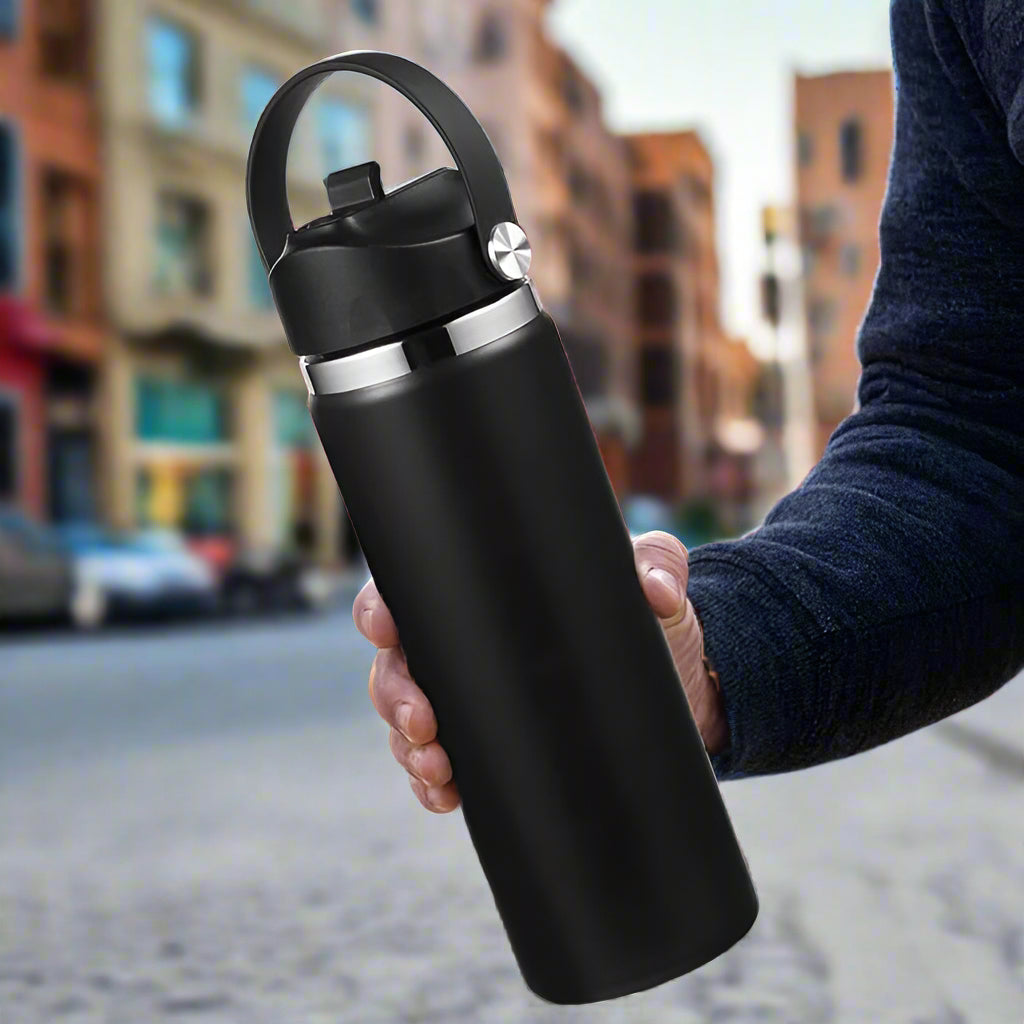 Hydro Flask 24oz à goulot large Flex avec paille NOIR