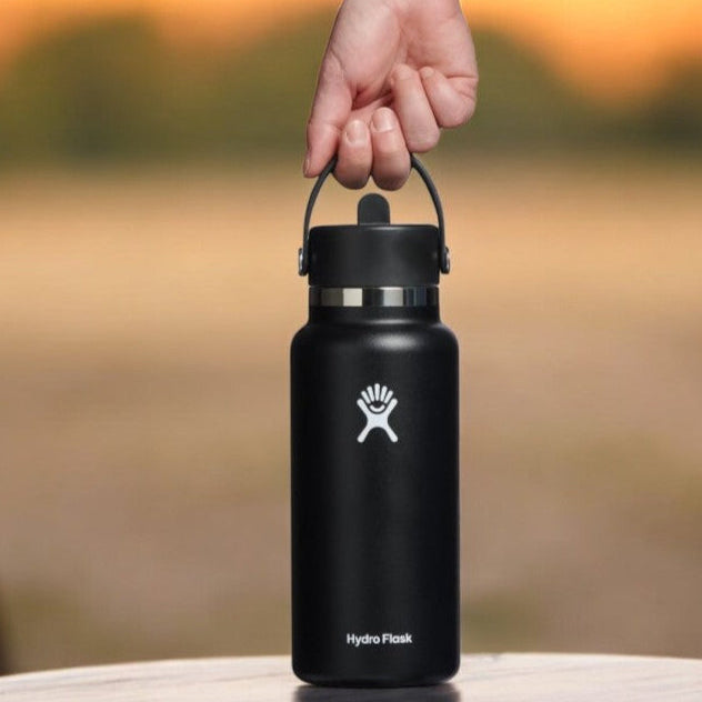 Hydro Flask 32oz Wide Mouth Flex with Straw BLACK