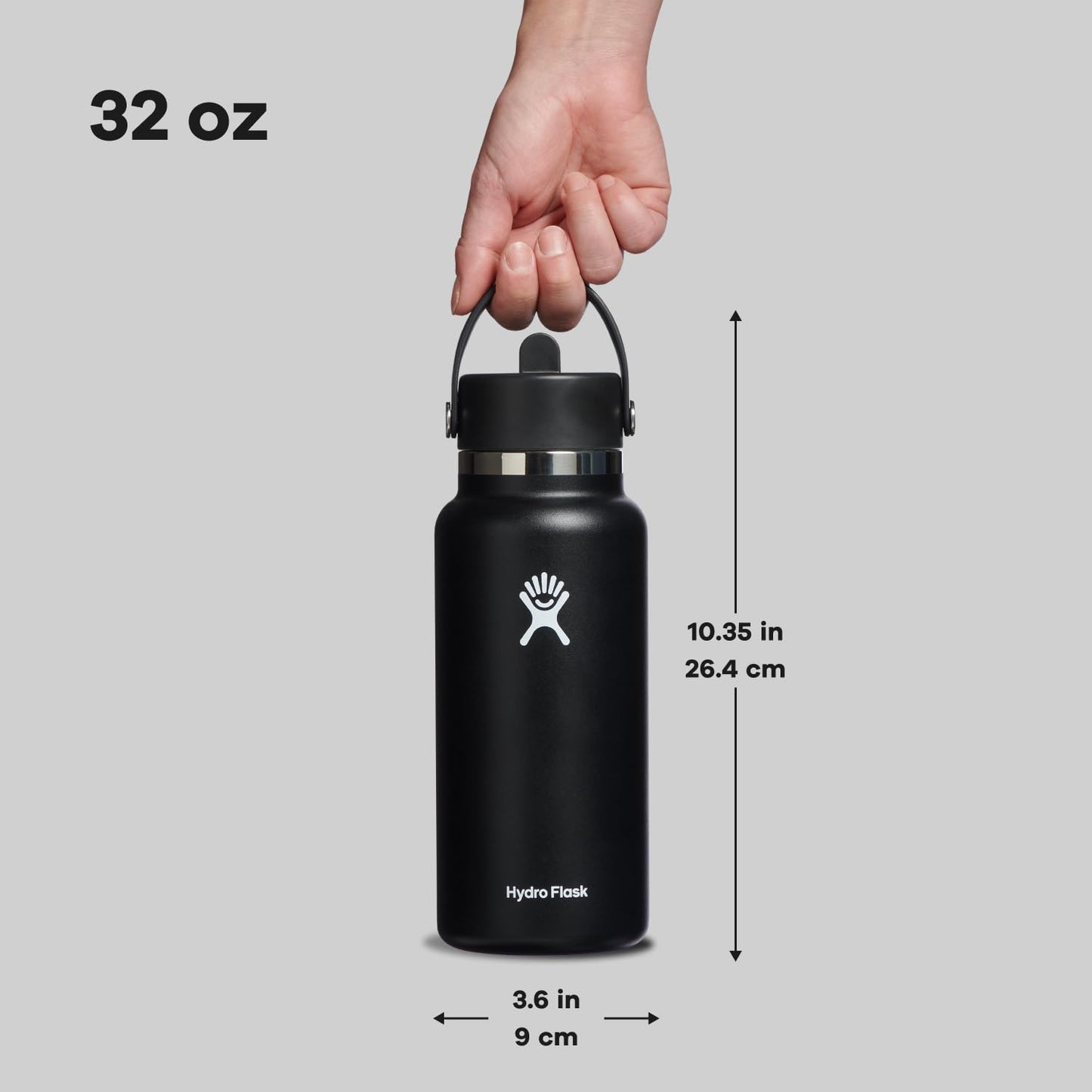 Hydro Flask 32oz Wide Mouth Flex with Straw BLACK