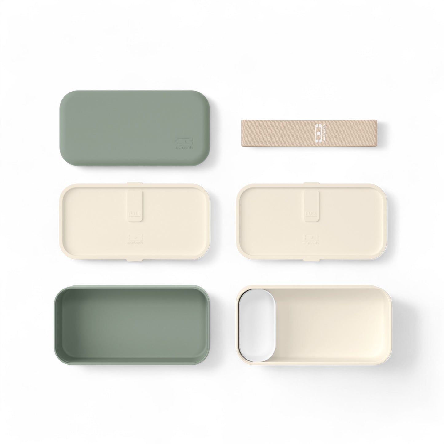 The MONBENTO MB Original lunch box and sauce pots set, natural GREEN