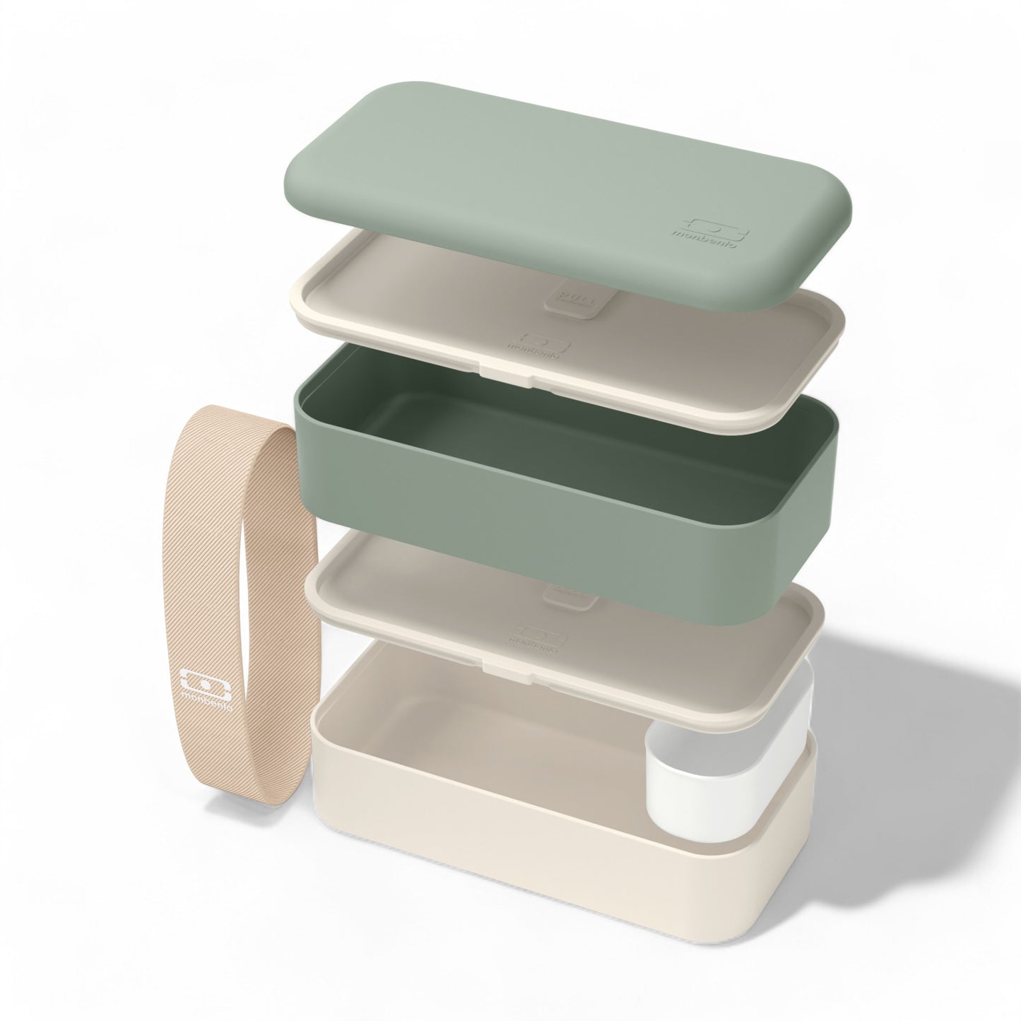 The MONBENTO MB Original lunch box and sauce pots set, natural GREEN