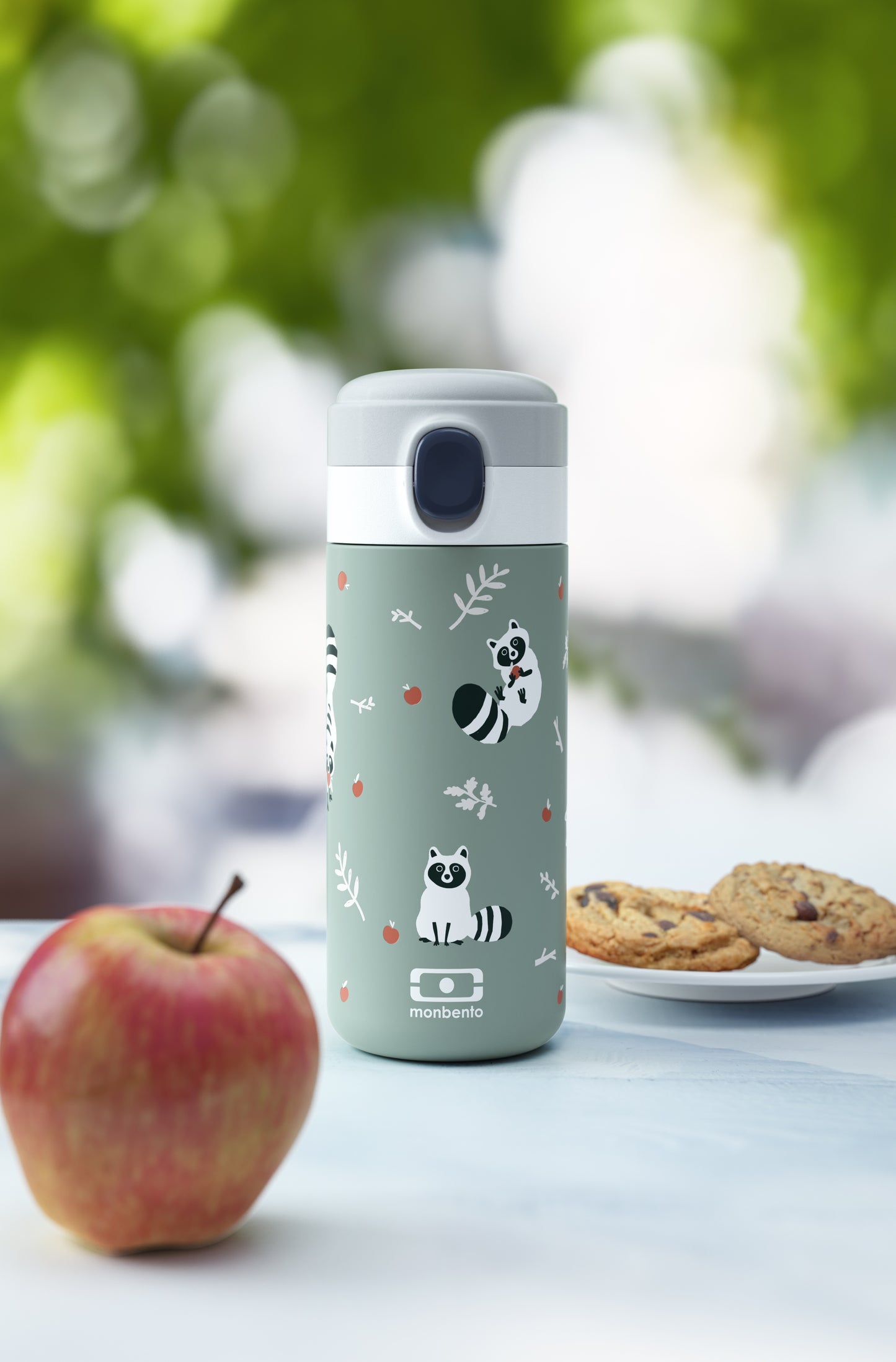 Monbento-Insulated Water Bottle 360ml MB Pop Green Raccon