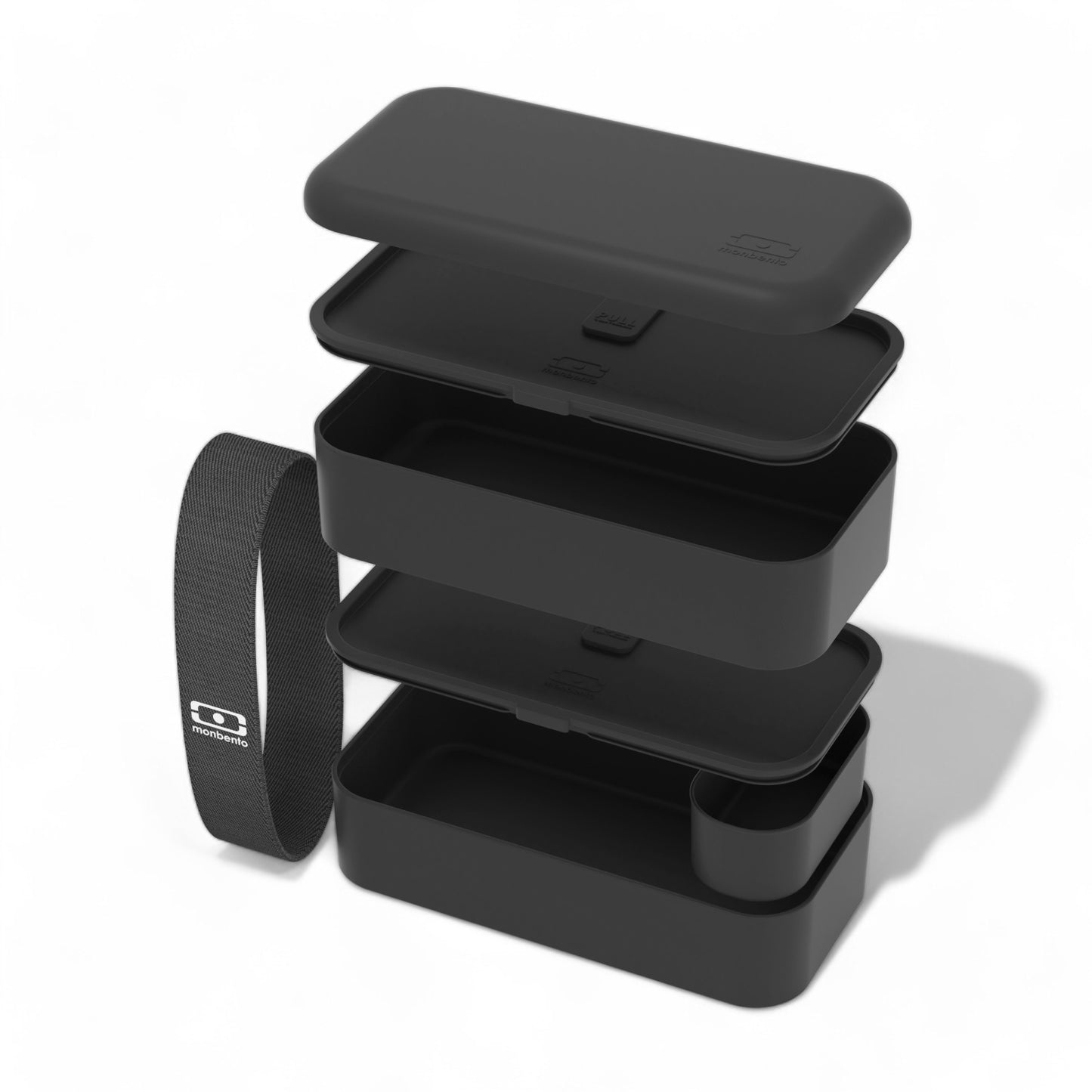 The MONBENTO MB Original lunch box and sauce pots set BLACK onyx