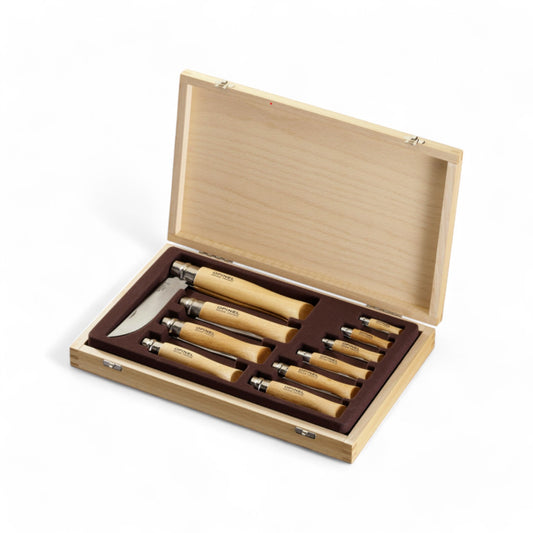 Opinel - Coffret 10 couteaux inox (boitier fermant en bois)