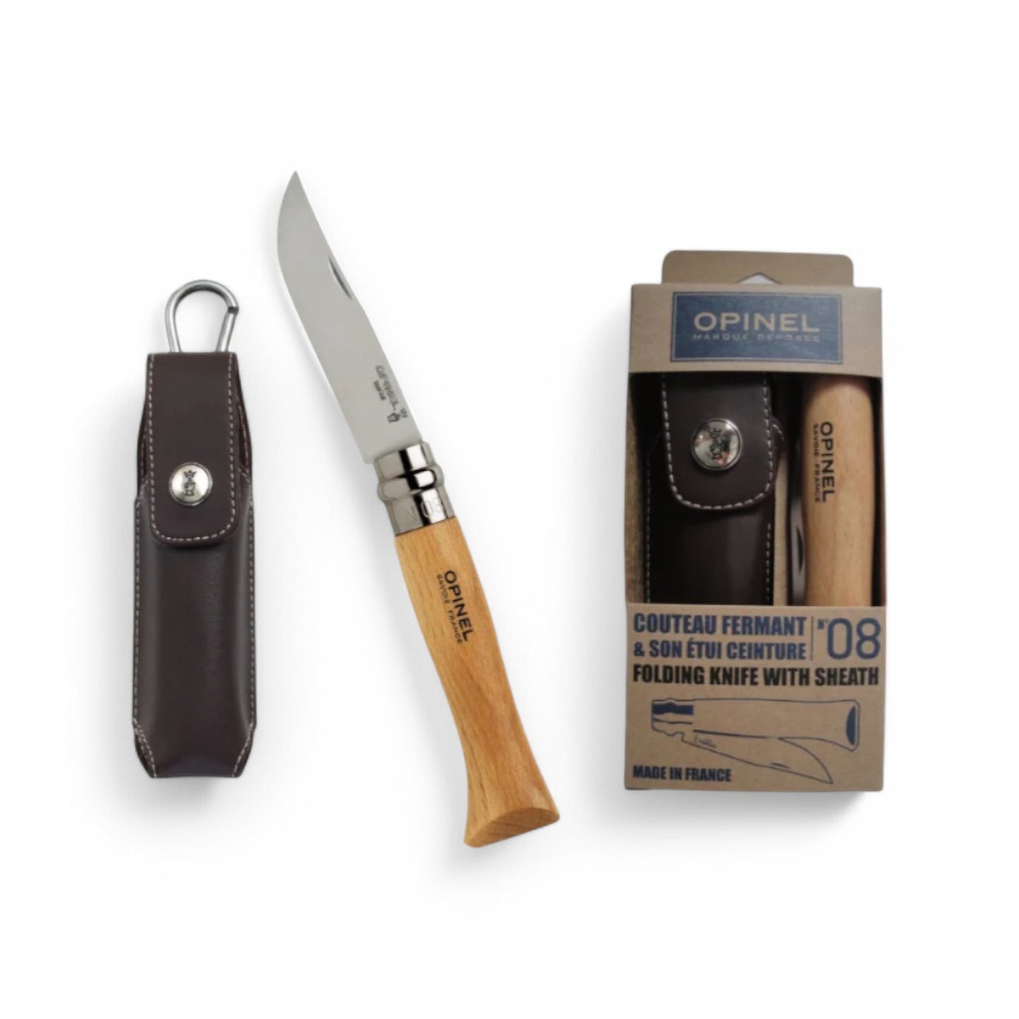 Opinel - No 08 folding knife and its belt case