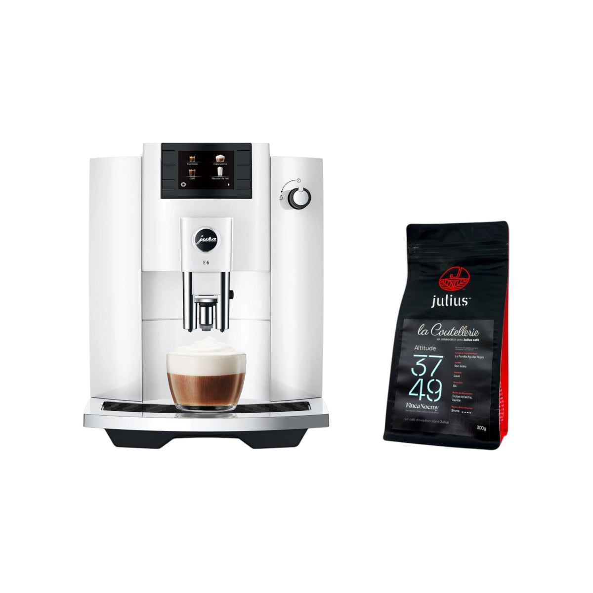 Duo JURA E6 incluant Café Julius 37/49 300gr