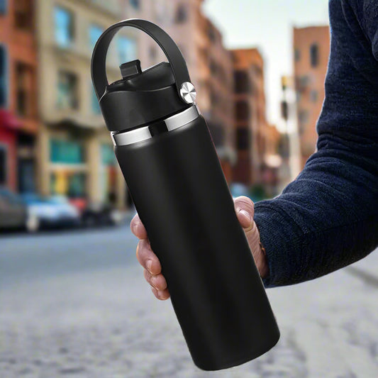 Hydro Flask 24oz à goulot large Flex avec paille NOIR