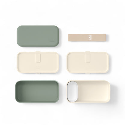 The MONBENTO MB Original lunch box and sauce pots set, natural GREEN 