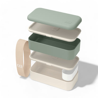 The MONBENTO MB Original lunch box and sauce pots set, natural GREEN 