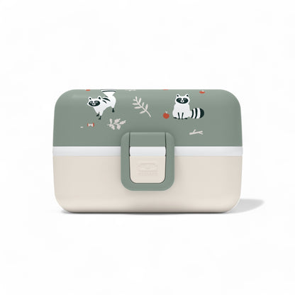 L'ensemble MONBENTO Trésor MB contenant-repas VERT ratons-laveurs et gourde isotherme Pop Verte Racoon