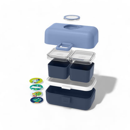 L'ensemble MONBENTO Trésor MB contenant-repas BLEU Dino et gourde isotherme BLEU Infini