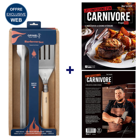 Opinel - Ensemble Barbecue (BBQ) + Projet BBQ - Les confessions d'un carnivore d'Alex Turcotte