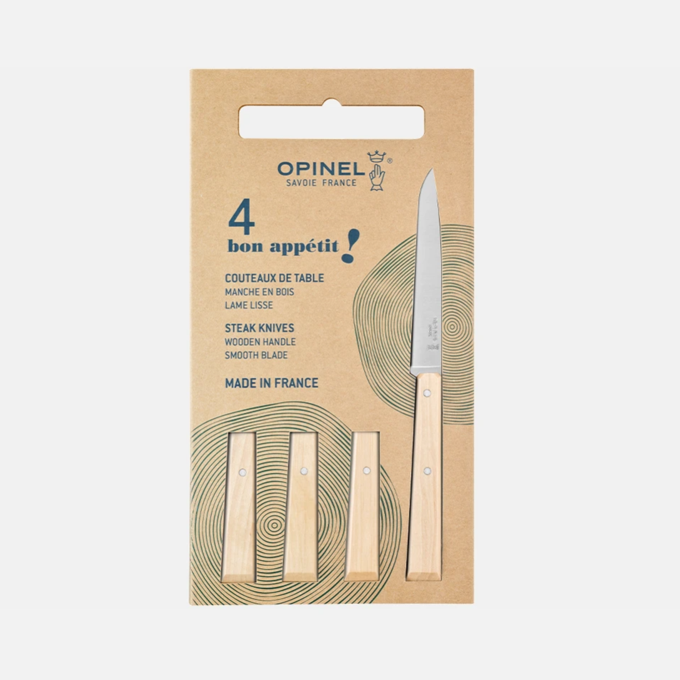 Opinel - Coffret Bon Appétit - 4 Couteaux de table No 125 - Charme (Naturel)