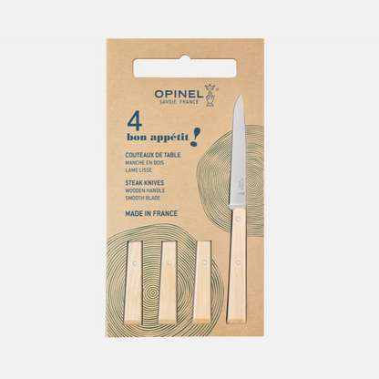Opinel - Coffret Bon Appétit - 4 Couteaux de table No 125 - Charme (Naturel)