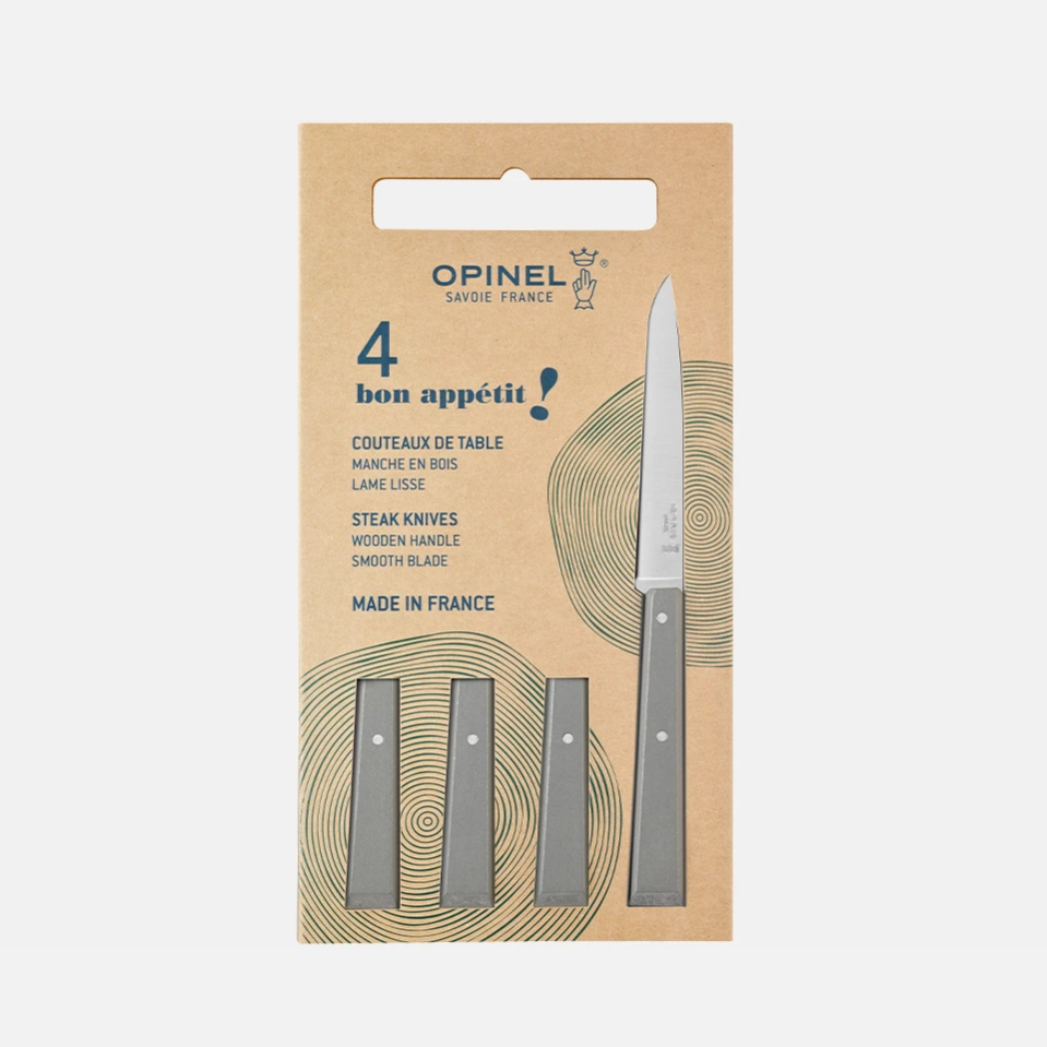 Opinel - Coffret Bon Appétit - 4 Couteaux de table No 125 - Gris