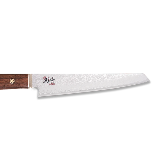 Couteau de chef japonais Hazaki tout usage, lame Damas VG10 de 150mm, manche en noyer péruvien.